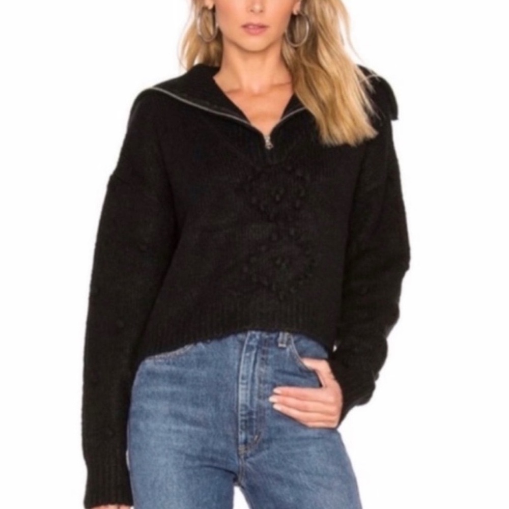 Wildfox Black Quarter Zip Half Zip Sceptor Pull-Over Sweater